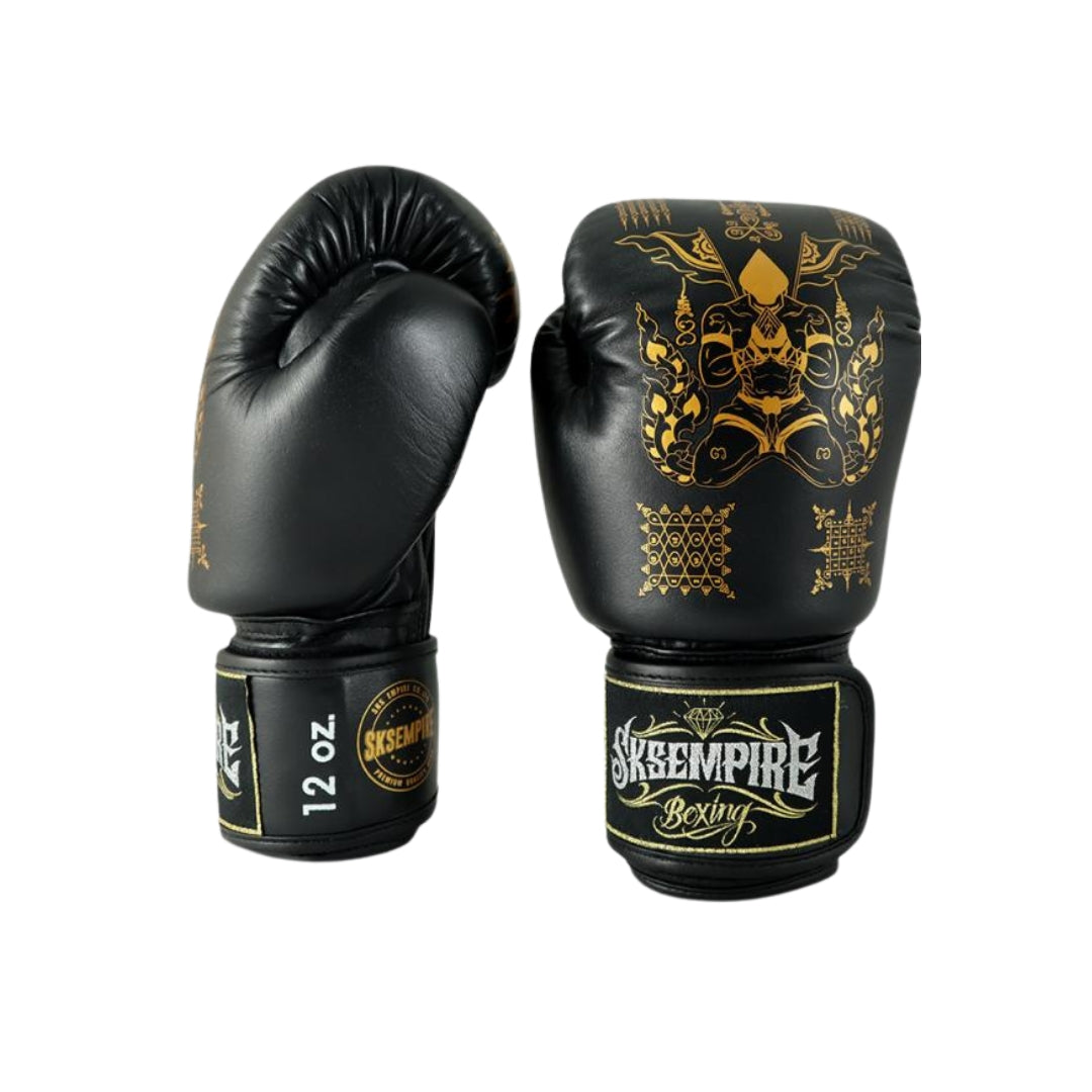 SKS Boxing Gloves - Sak Yant Black