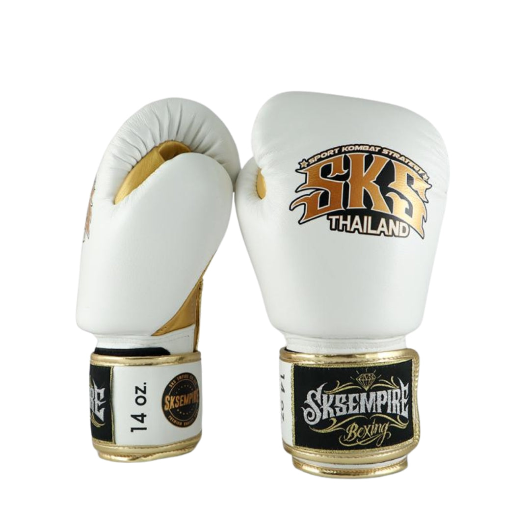 SKS Boxing Gloves - White/Gold