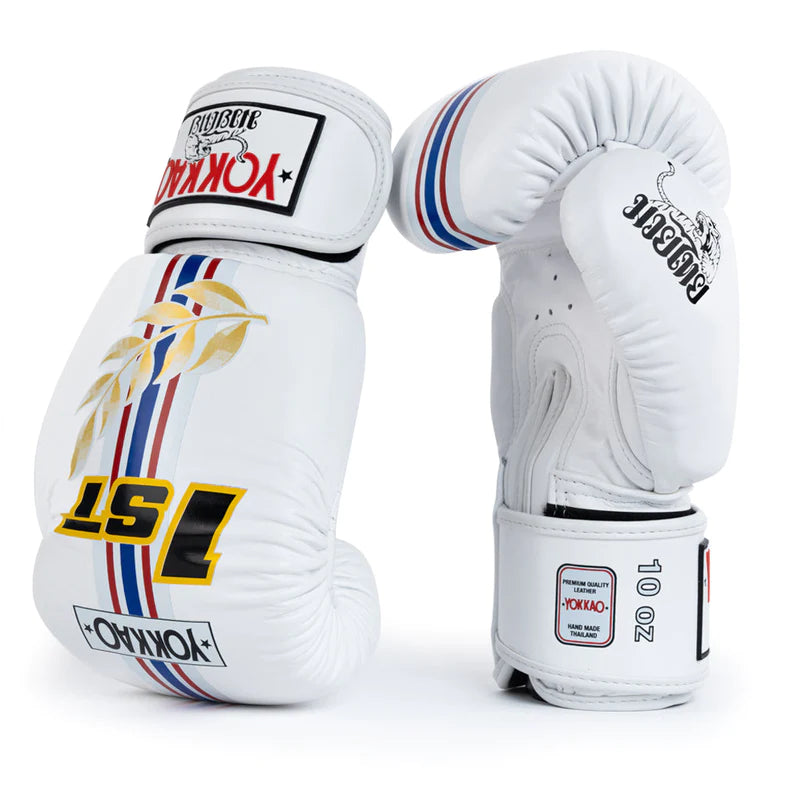 Yokkao Boxing Gloves - First at the race White