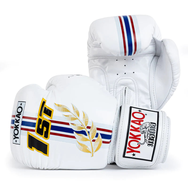 Yokkao Boxing Gloves - First at the race White